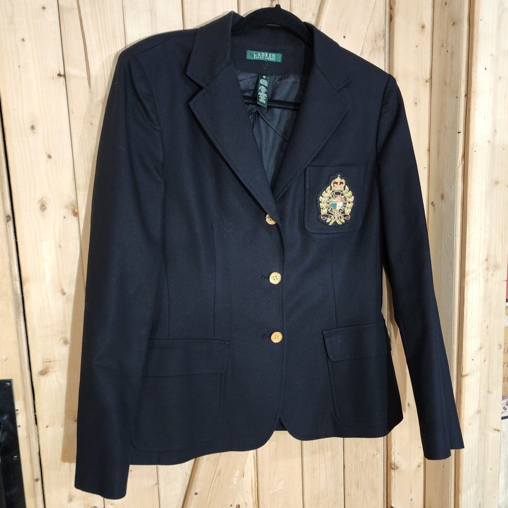 Lauren Ralph Lauren Black Crest Blazer Gold Button Jacket
Womens 12 Academia
